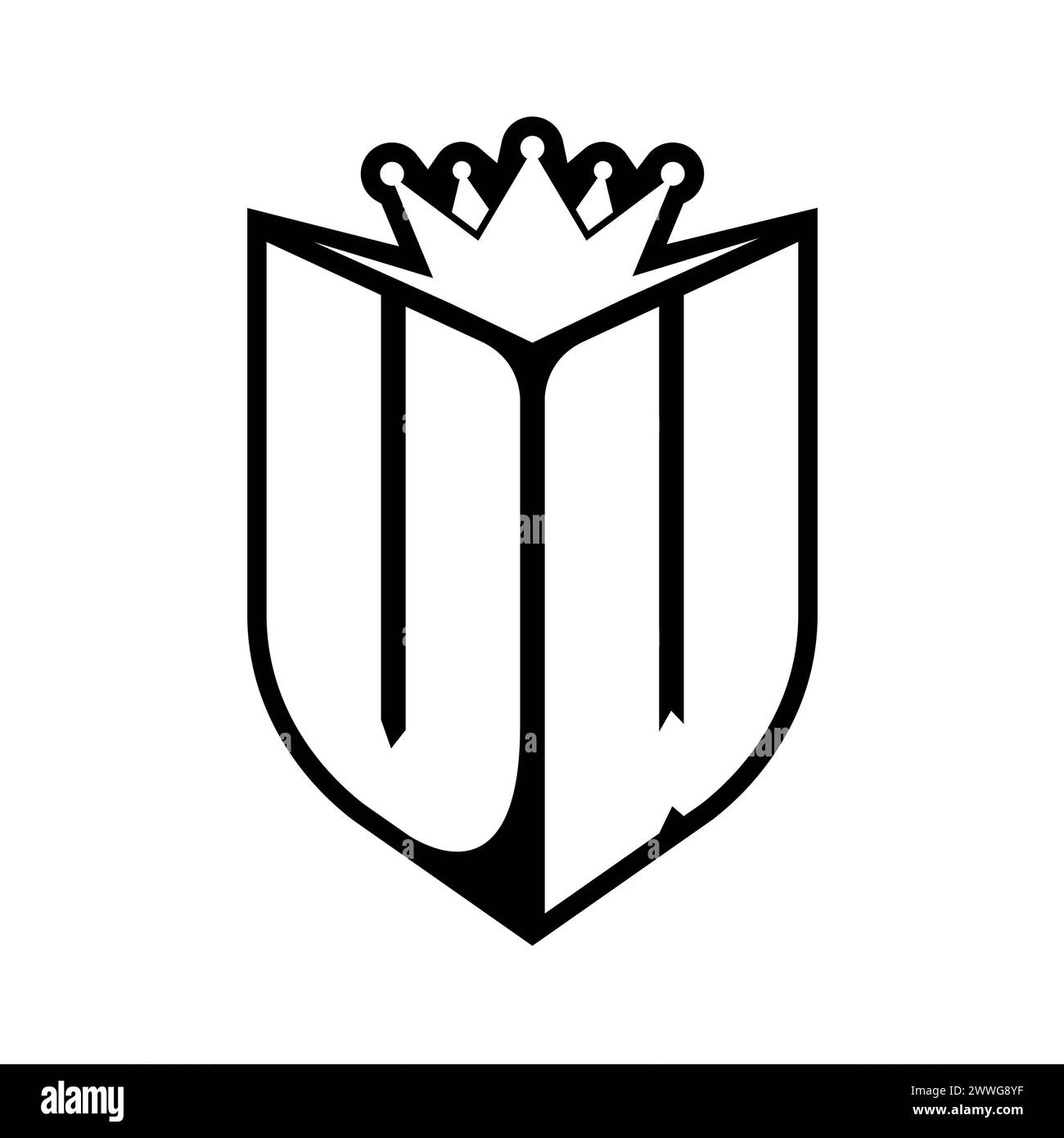 VW Letter bold monogram with shield shape and sharp crown inside shield ...
