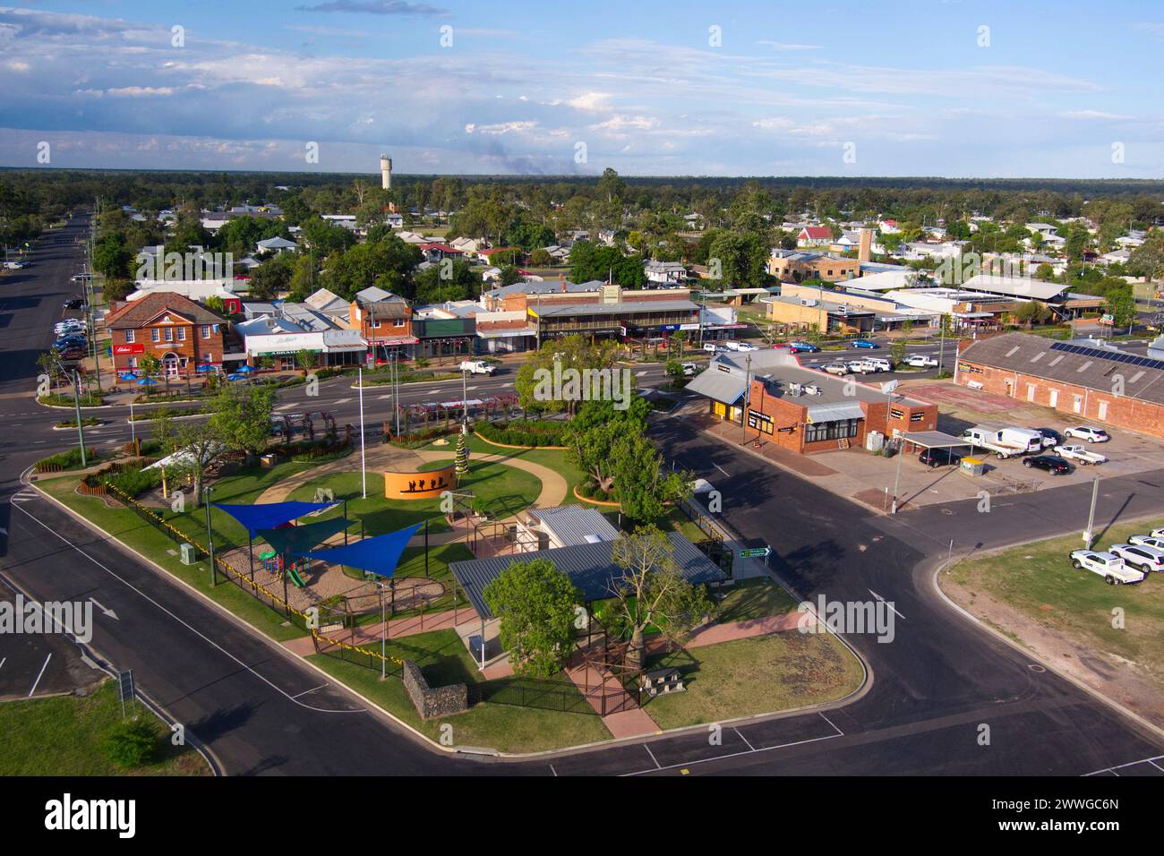 Aerial of ANZAC Park Miles Queensland Australia Stock Photo