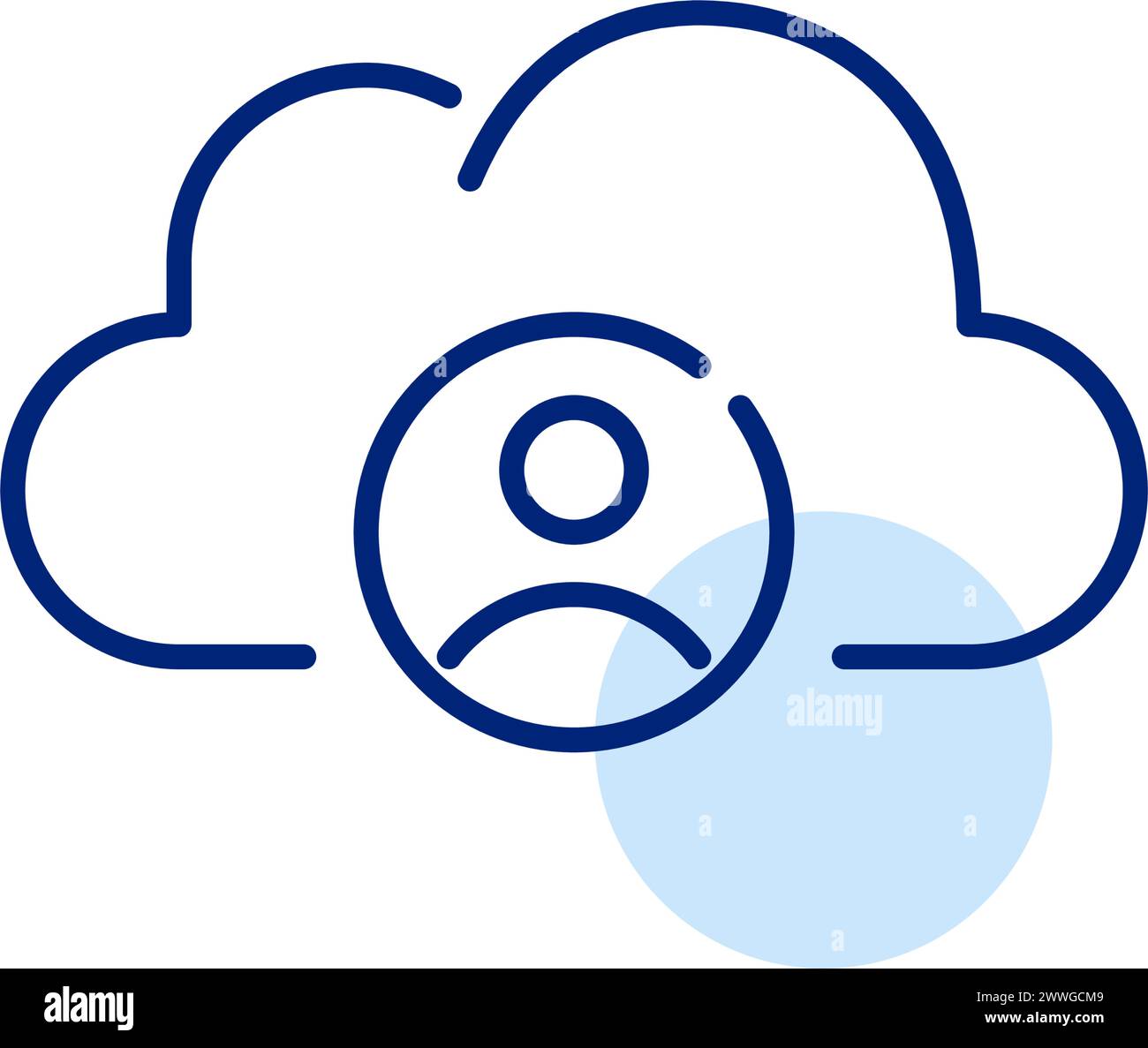 Cloud user icon. Personal account data synchronization. Remote document storage and information access. Pixel perfect Stock Vector