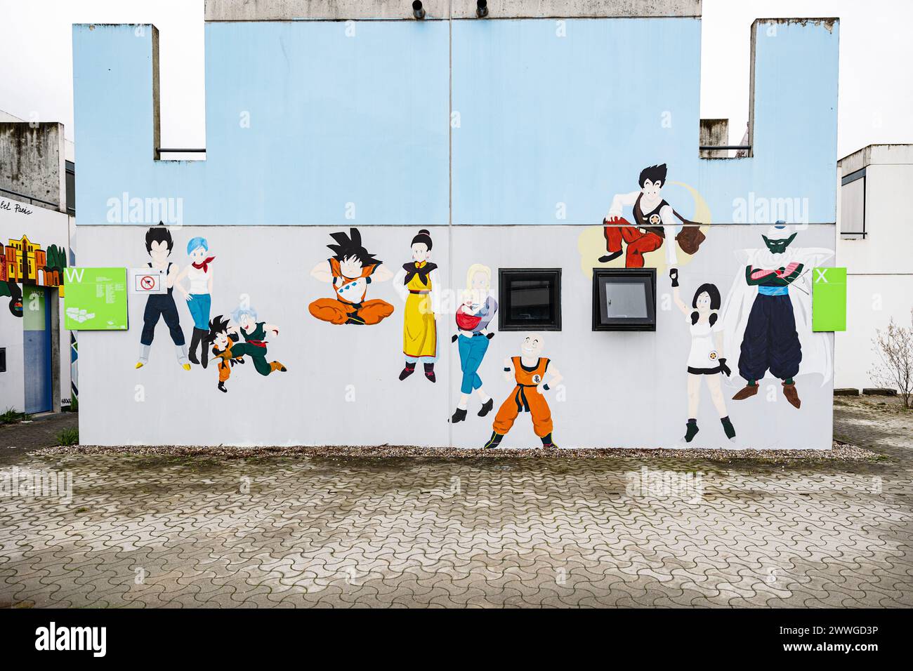 Munich, Germany. 23rd Mar, 2024. Dragon Ball Mural on the wall of the houses in the olympic village in Munich, Germany. (Photo by Alexander Pohl/Sipa USA) Credit: Sipa USA/Alamy Live News Stock Photo