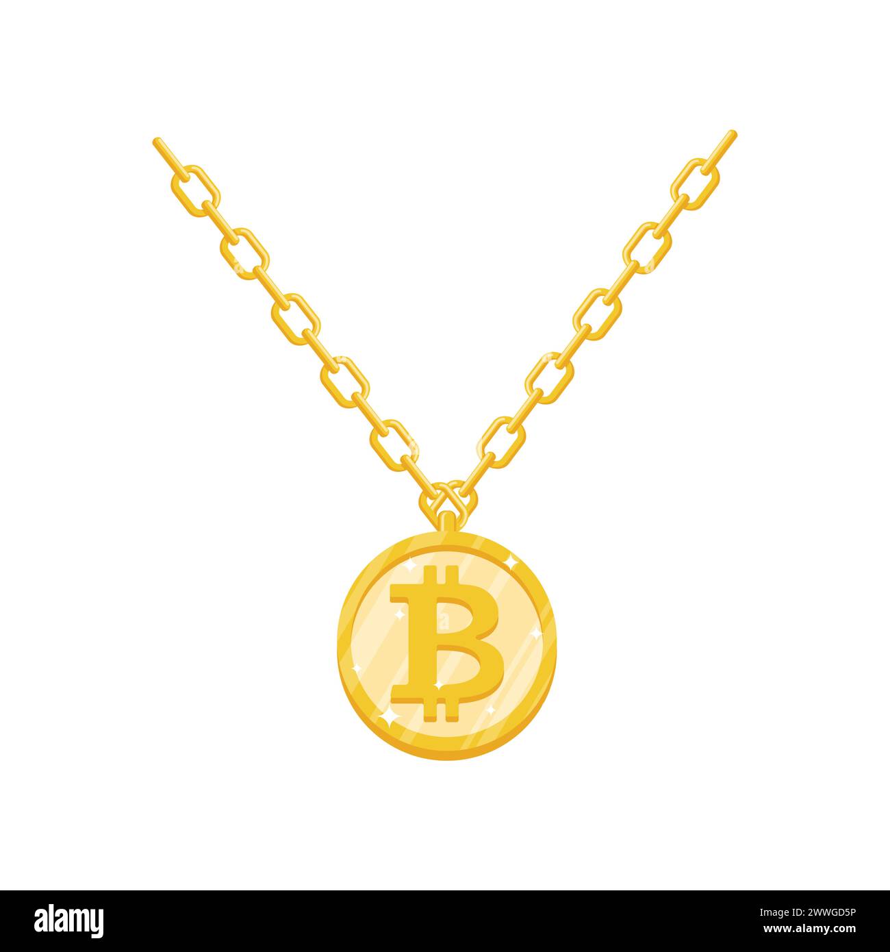 Bitcoin gold pendant. Cryptocurrency made of gold on chain. luxury jewelry  symbol Stock Vector Image & Art - Alamy