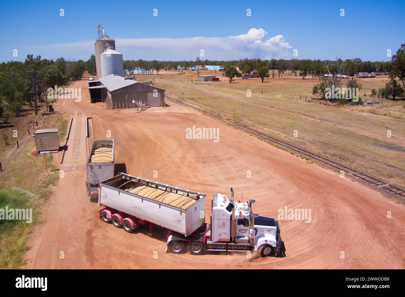 The Gums GrainCorp Depot on the  Darling Downs Queensland Australia Stock Photo