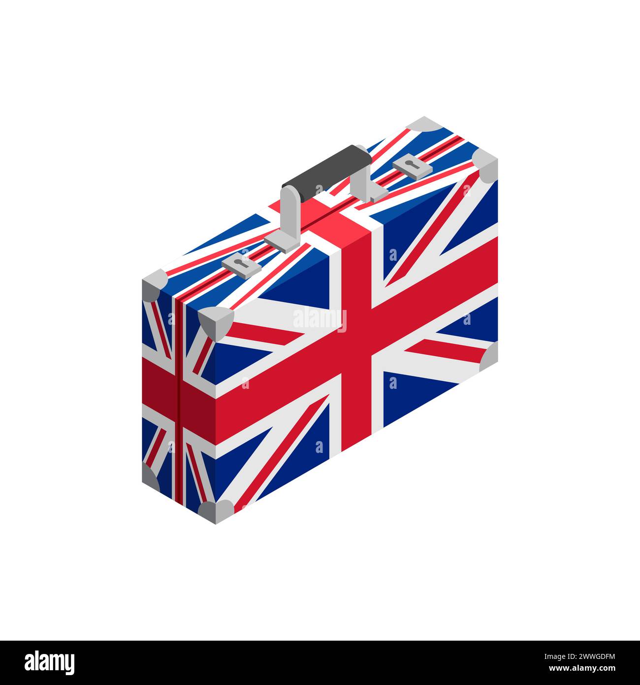 Retro suitcase from UK. British flag on travel suitcase Stock Vector
