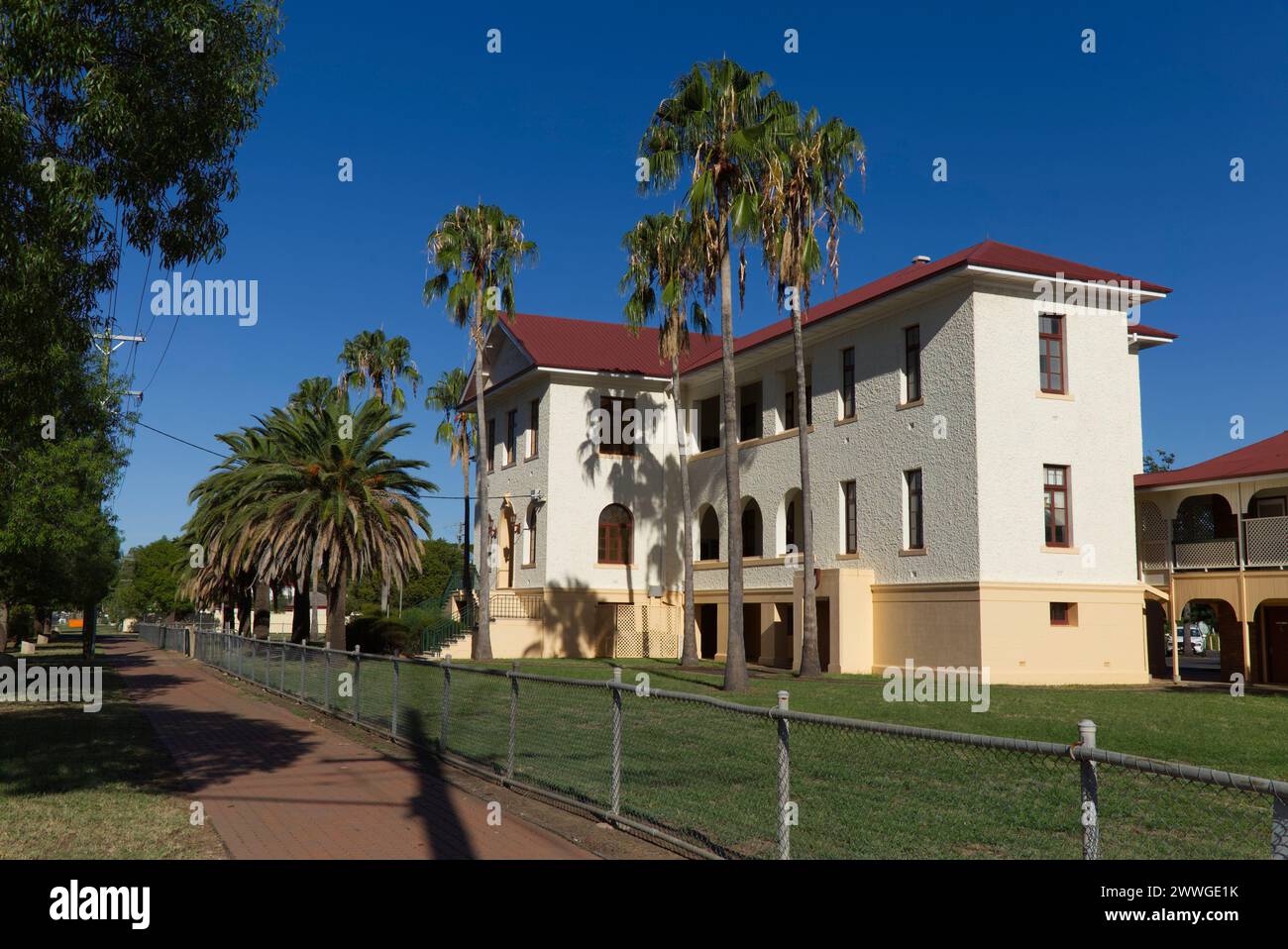Roma Government Complex is a heritage-listed former state school and now government offices at 42 Bungil Street, Roma, Maranoa Region, Queensland, Aus Stock Photo