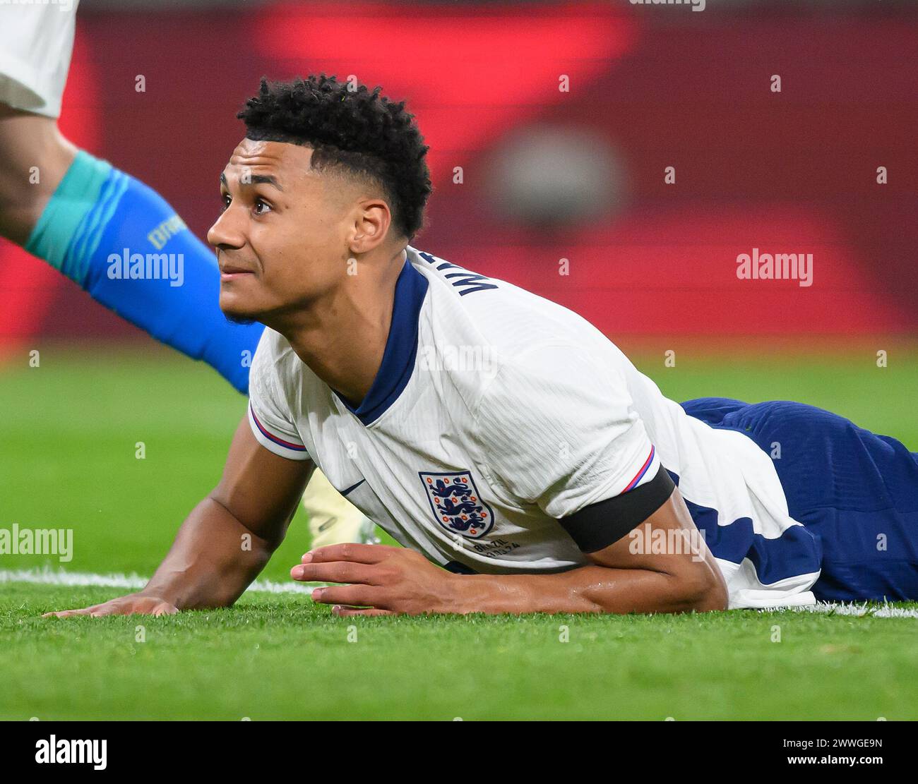 London, UK. 23 Mar 2024 - England v Brazil - International Friendly - Wembley Stadium. England's Ollie Watkins in action against Brazil.  Picture : Mark Pain / Alamy Live News Stock Photo