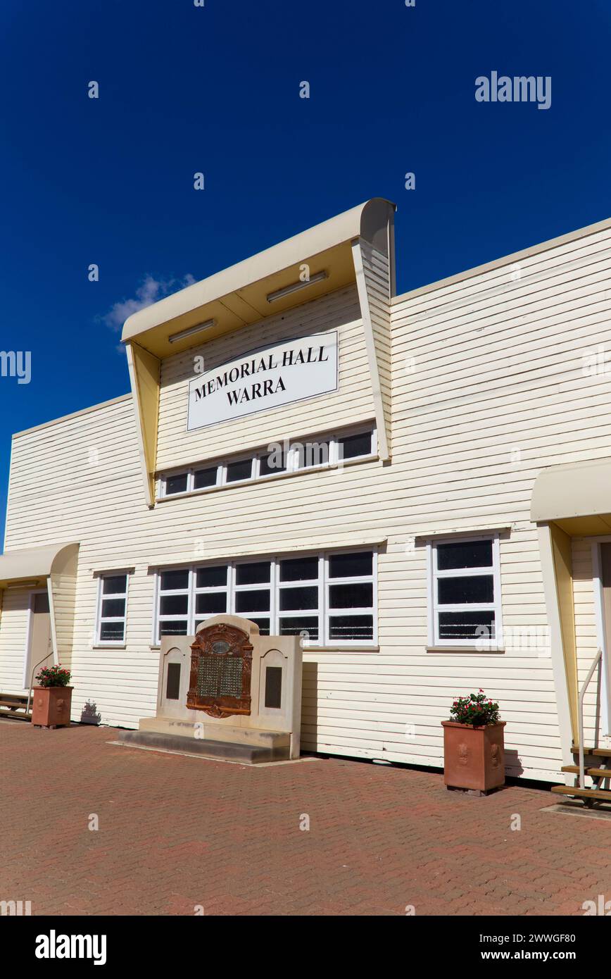 Warra Memorial Hall built by locals completed in 1956 from local material's Warra Darling Downs Queensland Australia Stock Photo