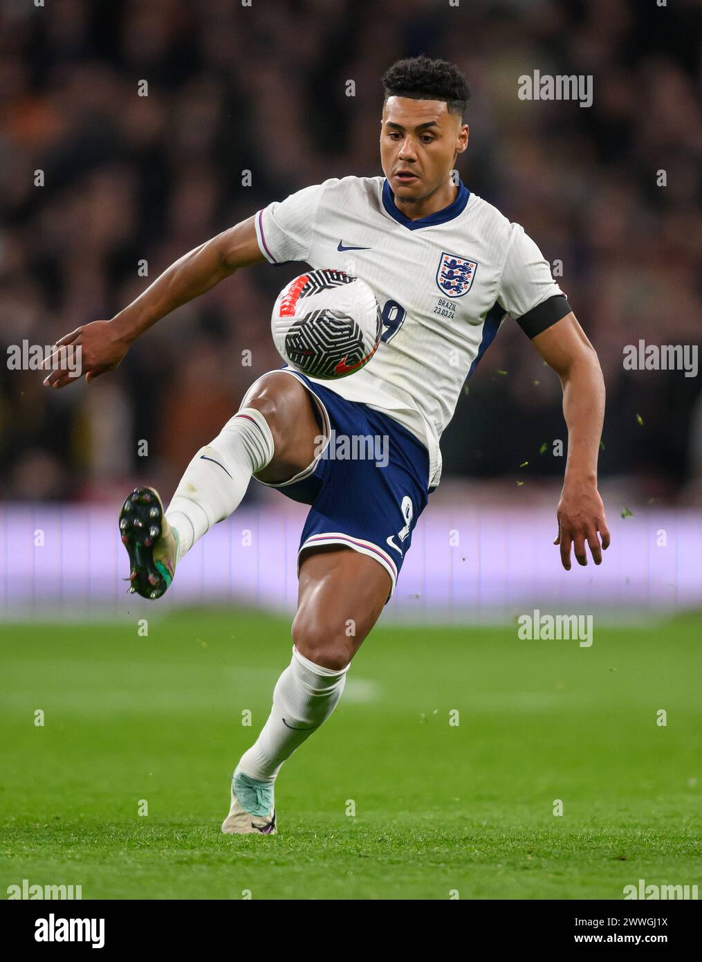 London, UK. 23 Mar 2024 - England v Brazil - International Friendly - Wembley Stadium. England's Ollie Watkins in action against Brazil.  Picture : Mark Pain / Alamy Live News Stock Photo