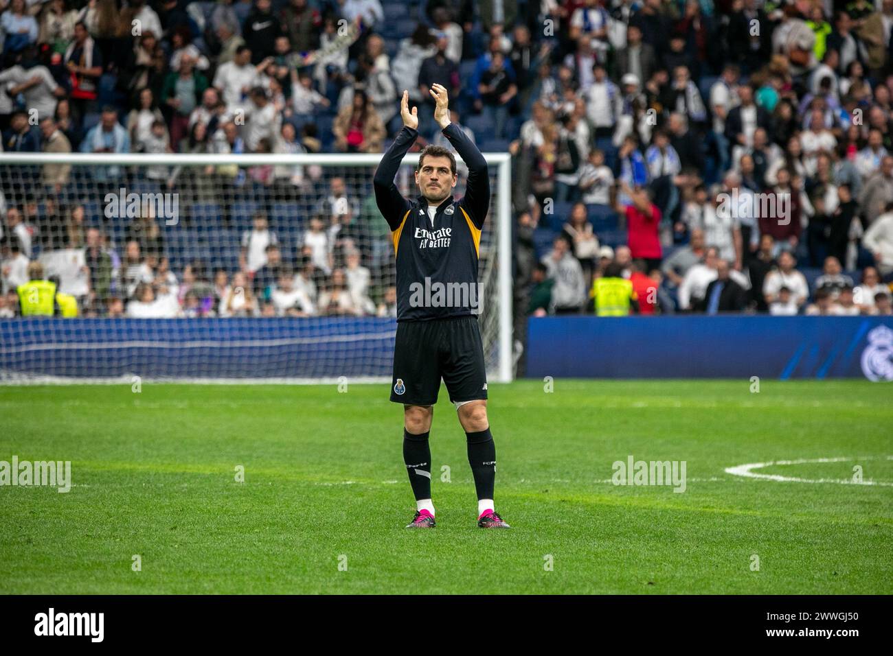 Madrid, Spain. 23rd Mar, 2024. Iker Casillas, Real Madrid's Spanish goalkeeper greets fans during the Corazón Classic Match between Real Madrid Legends and FC Porto Vintage at Santiago Bernabéu Stadium. Final score; Real Madrid Legends 0:1 FC Porto Vintage. (Photo by David Canales/SOPA Images/Sipa USA) Credit: Sipa USA/Alamy Live News Stock Photo