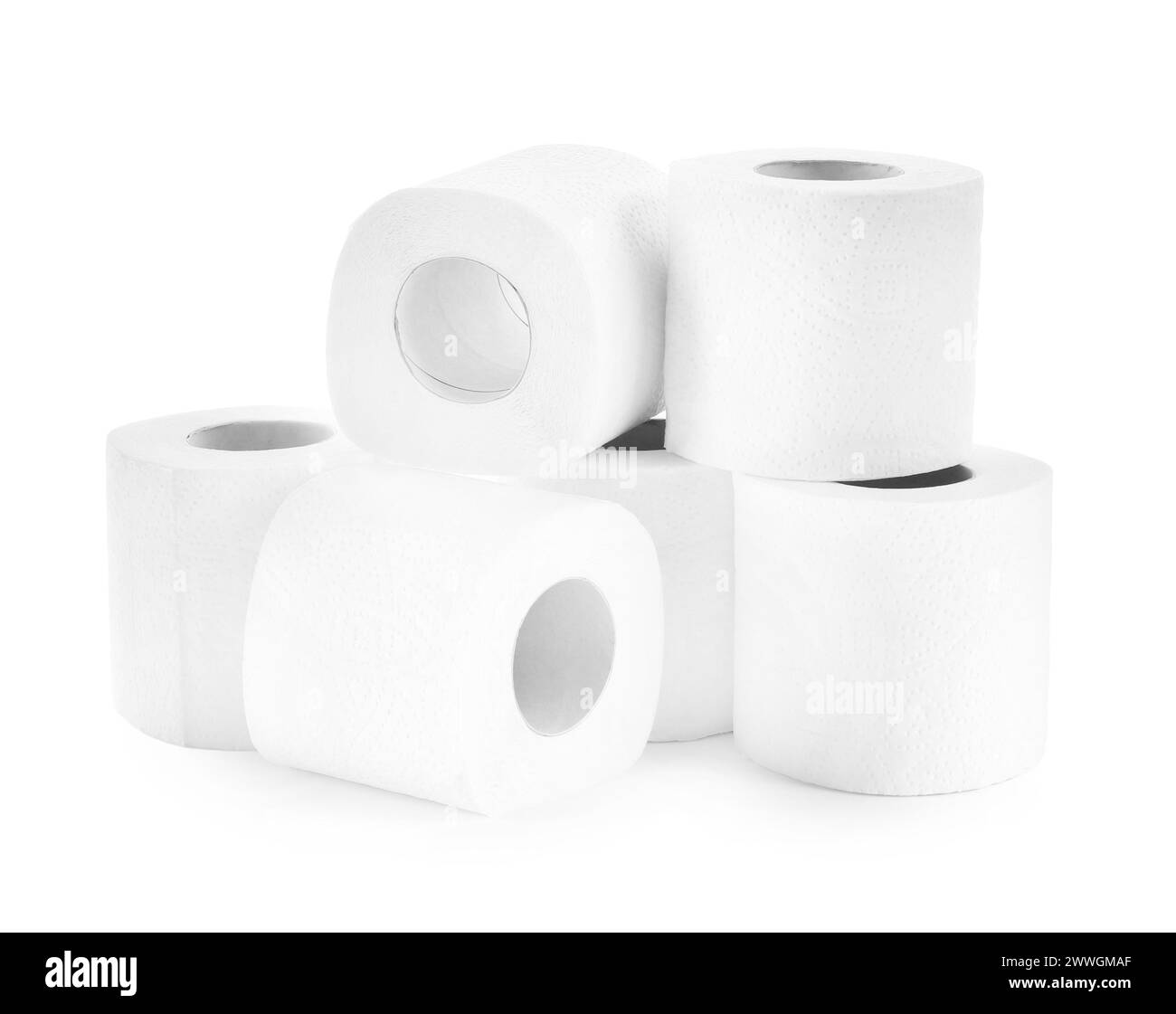 Soft toilet paper rolls isolated on white Stock Photo