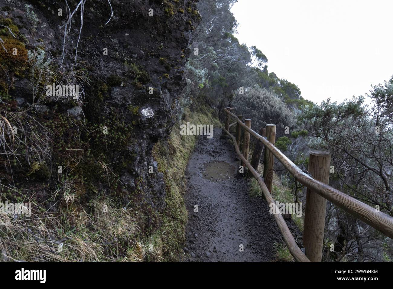 View of trekking to Piton de la Fournaise volcano in France Stock Photo