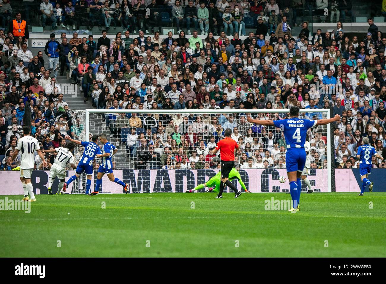 Madrid, Spain. 23rd Mar, 2024. Bruno Alves celebrates after scoring a goal during the Corazón Classic Match between Real Madrid Legends and FC Porto Vintage at Santiago Bernabéu Stadium. Final score; Real Madrid Legends 0:1 FC Porto Vintage. Credit: SOPA Images Limited/Alamy Live News Stock Photo