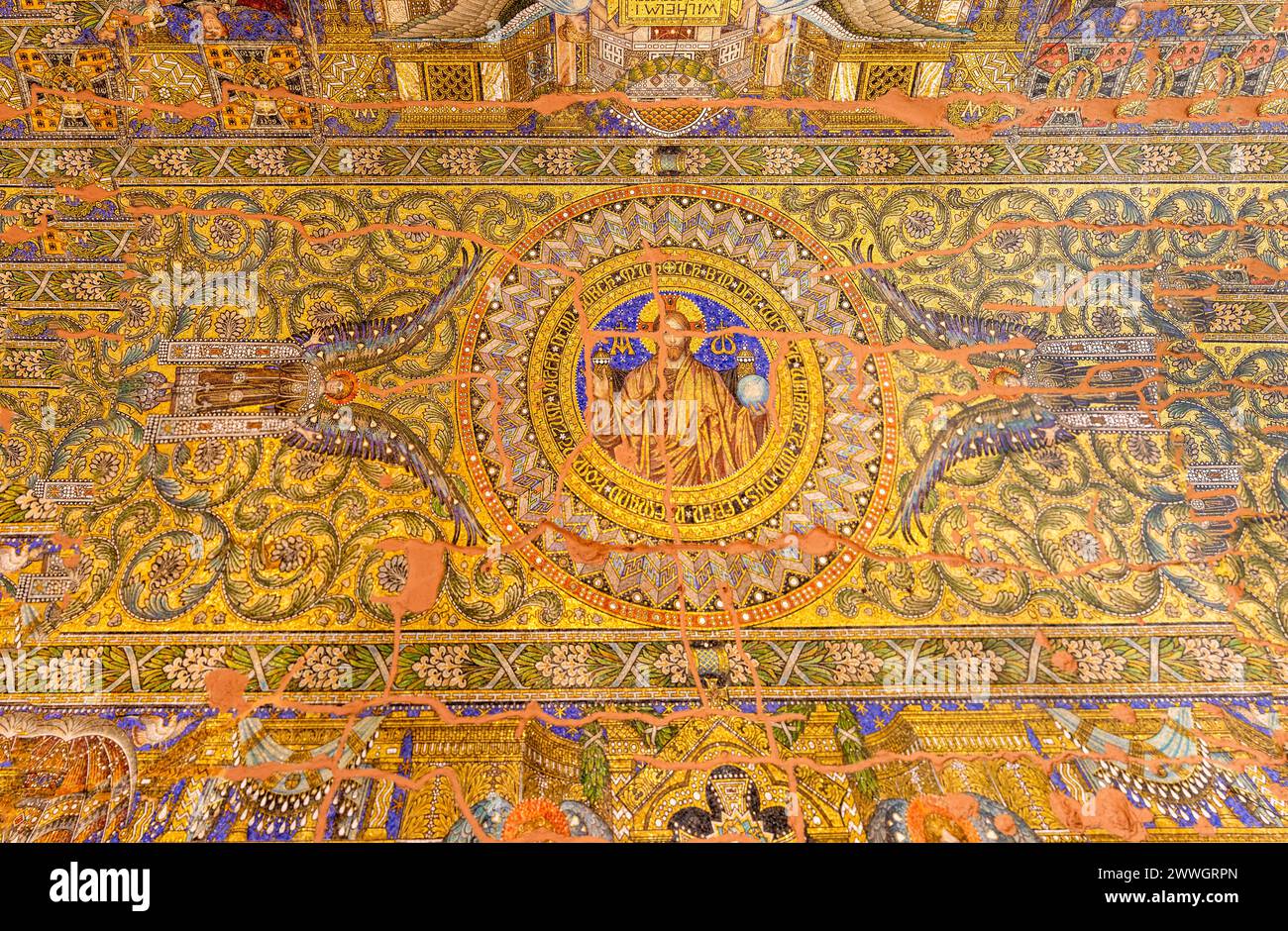 Berlin, Germany - March 22, 2024: View of the mosaic ceiling inside ...