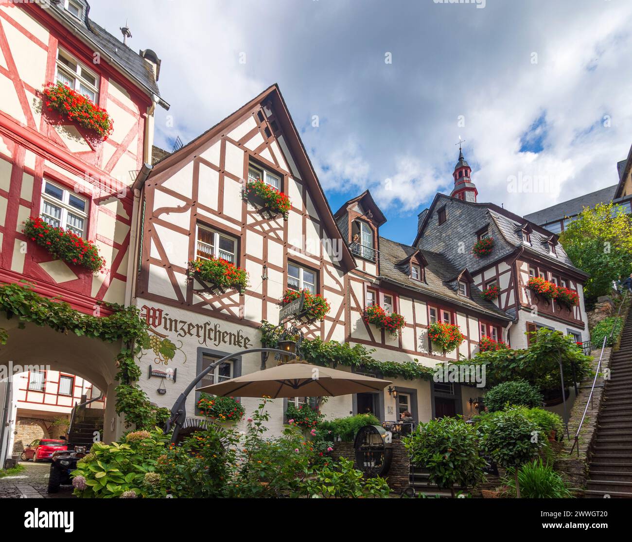 Beilstein: Old Town, staircase Klostertreppe in Mosel, Rheinland-Pfalz, Rhineland-Palatinate, Germany Stock Photo