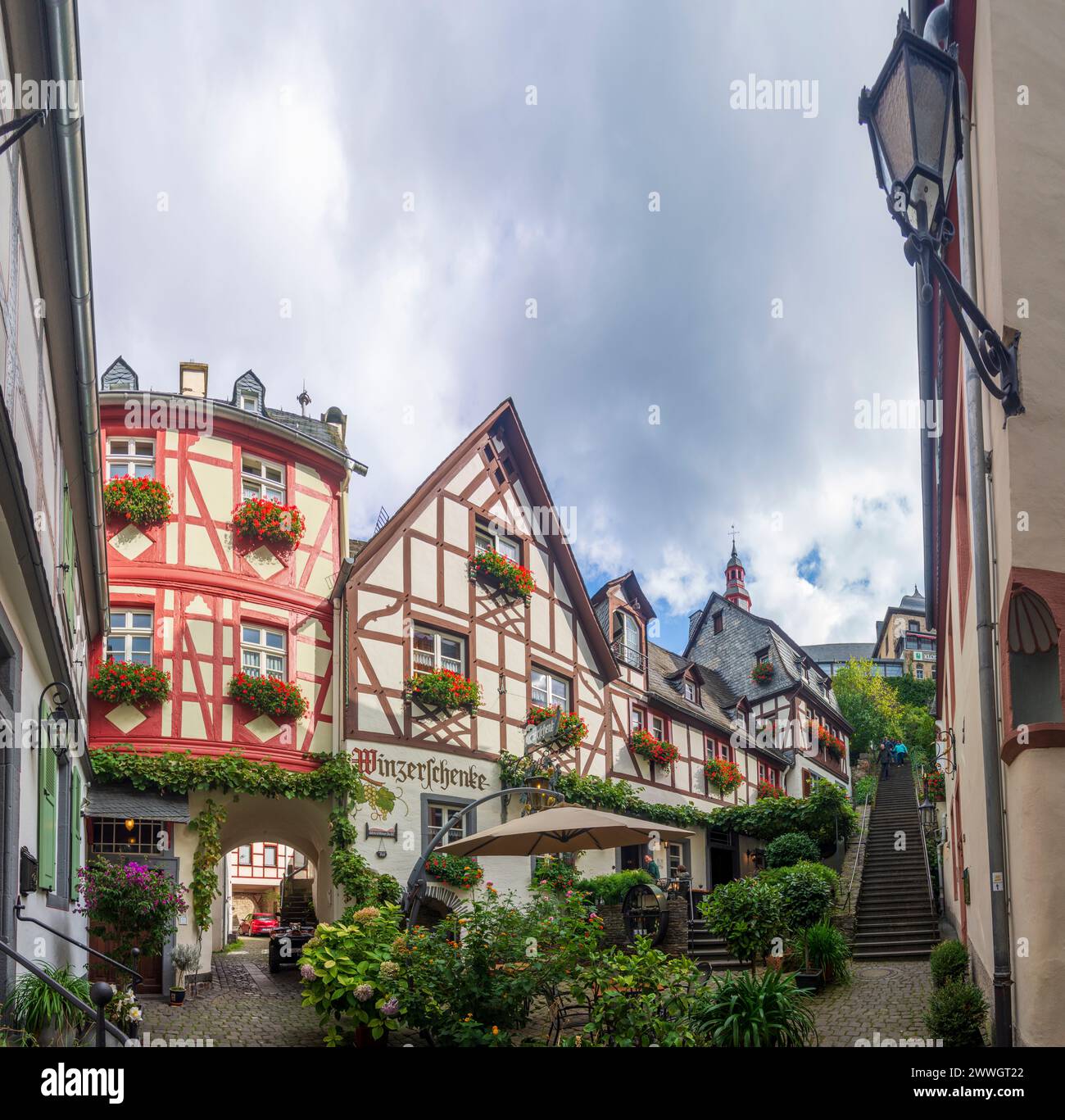 Beilstein: Old Town, staircase Klostertreppe in Mosel, Rheinland-Pfalz, Rhineland-Palatinate, Germany Stock Photo