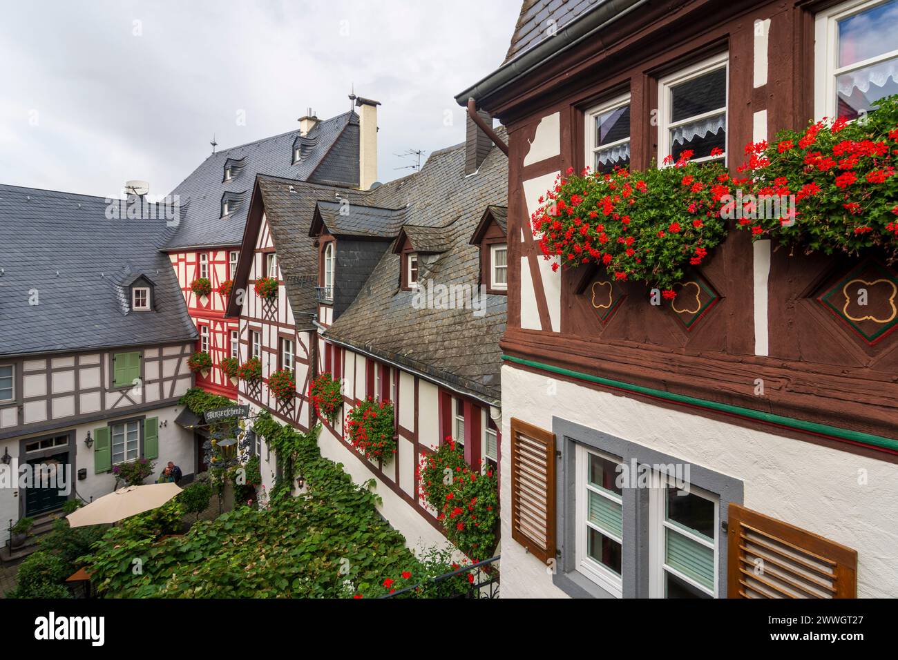 Beilstein: Old Town, at staircase Klostertreppe in Mosel, Rheinland-Pfalz, Rhineland-Palatinate, Germany Stock Photo