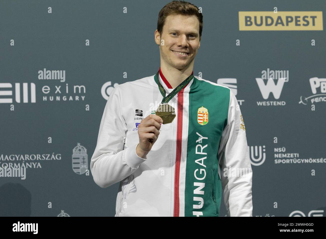 Budapest. 23rd Mar, 2024. Gold medalist Andras Szatmari of Hungary