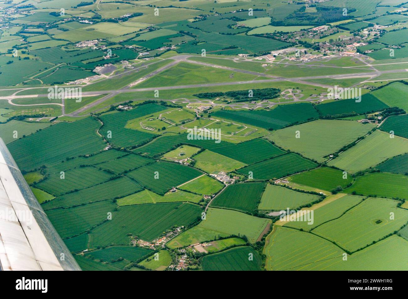 MDP Wethersfield, formerly RAF Wethersfield, in Essex, UK. Runway layout viewed from above. Used by wartime RAF and Cold War USAF aircraft Stock Photo
