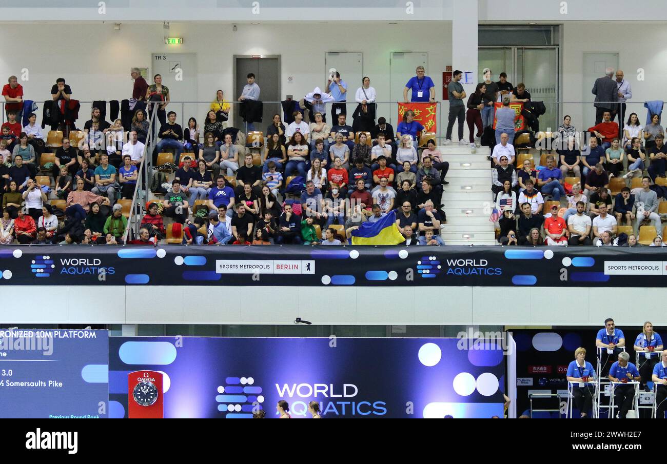 Berlin, Germany March 22, 2024 Crowded tribunes of Schwimm