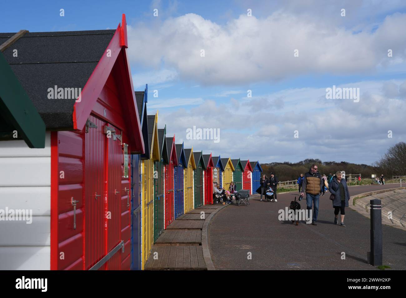 Dawlish Warren, Devon, UK. 24th March 2024. UK Weather. People were making the most of a dry and sunny morning on the seafront at Dawlish Warren this morning. Credit Simon Maycock / Alamy Live News. Stock Photo