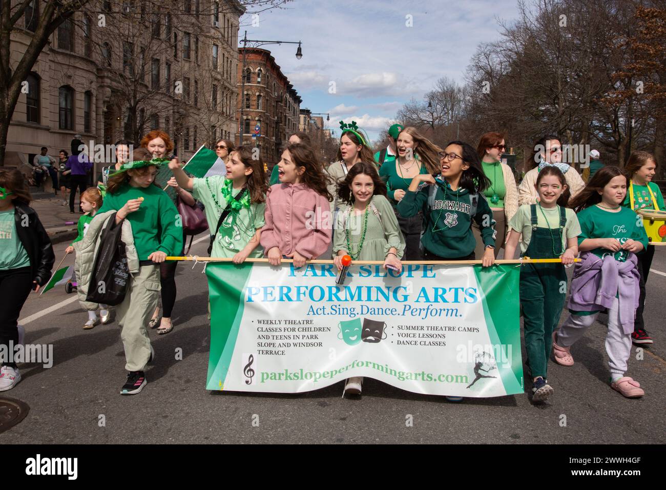 49th annual Saint Patrick's Day Parade in 2024 in Park Slope Brooklyn, New York. Stock Photo