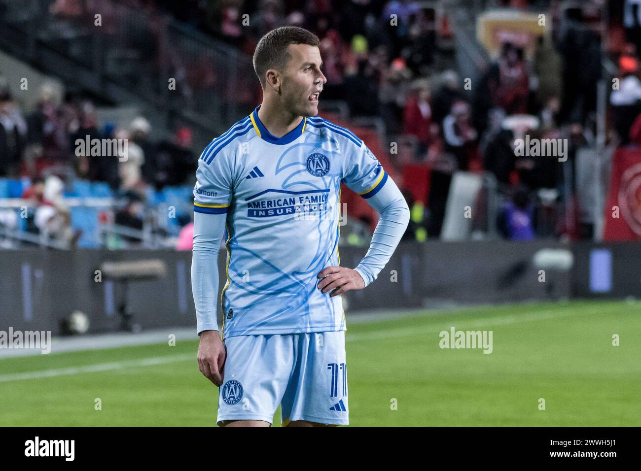 Toronto, Canada. 23rd Mar, 2024. Brooks Lennon #11 seen during the MLS game between Atlanta United and Toronto at BMO field. Final score; Atlanta United 0:2 Toronto. (Photo by Angel Marchini/SOPA Images/Sipa USA) Credit: Sipa USA/Alamy Live News Stock Photo