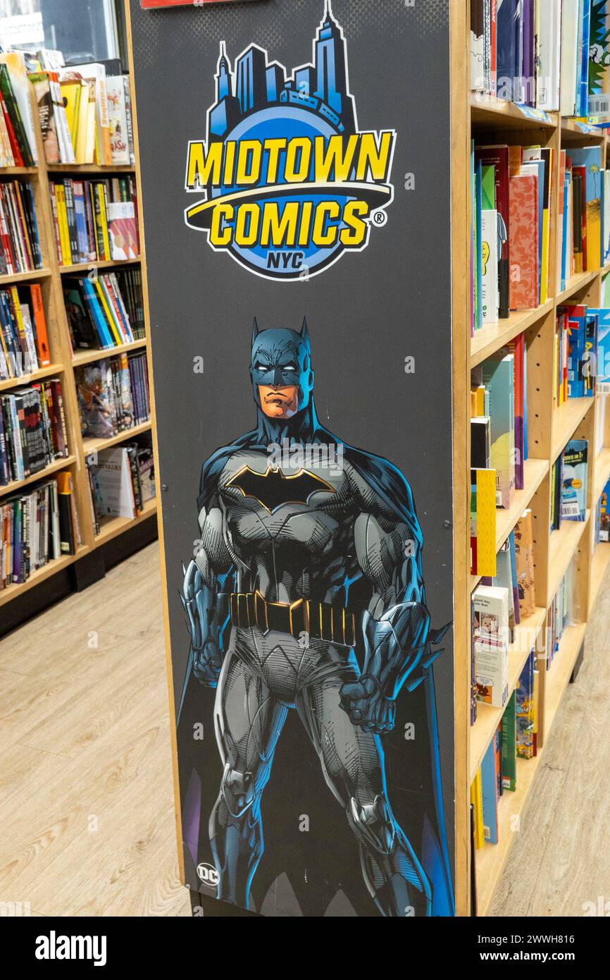 The Midtown Comics in Times Square has a huge selection of books, graphic novels, action figures and collectibles, New York City, USA  2024 Stock Photo