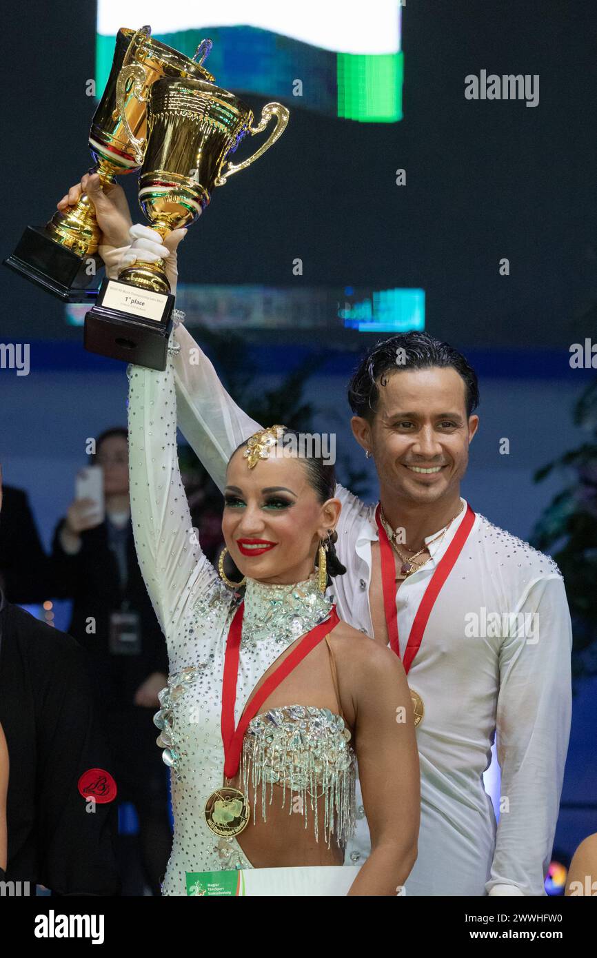 Budapest. 23rd Mar, 2024. Gold medalists Varadi Martina (L) and Andrea