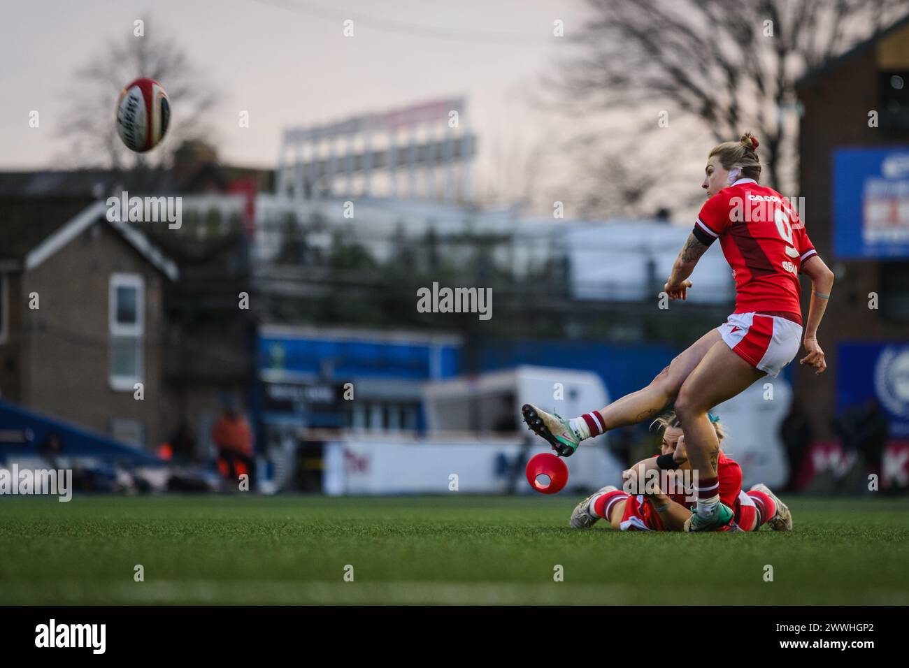 Cardiff, Wales. 23rd March 2024. Keira Bevan during the Women’s Six Nations rugby match, Wales versus Scotland at Cardiff Park Arms Stadium in Cardiff, Wales. Credit: Sam Hardwick/Alamy Live News. Stock Photo
