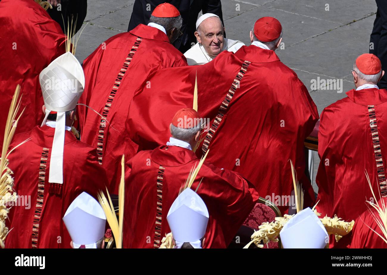 Rome, Italy. 24th Mar, 2024. Pope Francis celebrates the Palm Sunday