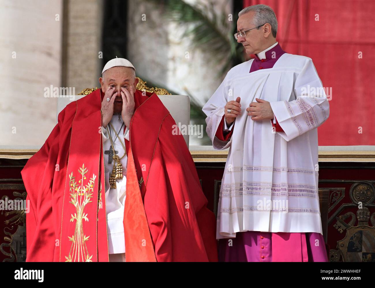 Rome, Italy. 24th Mar, 2024. Pope Francis celebrates the Palm Sunday