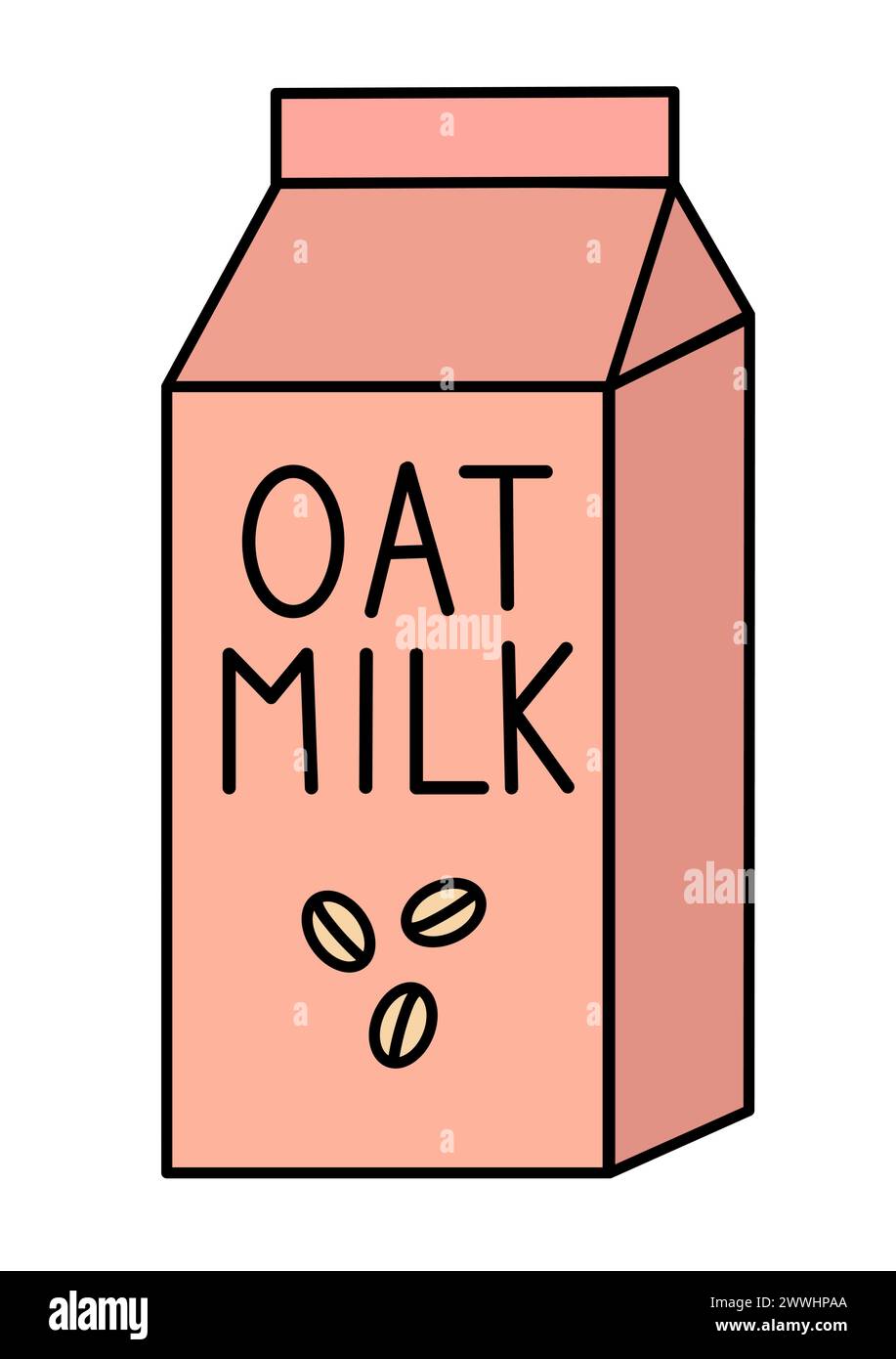 Vegan Oat Milk. Box Carton packaging. Vector flat illustration. Stock Vector