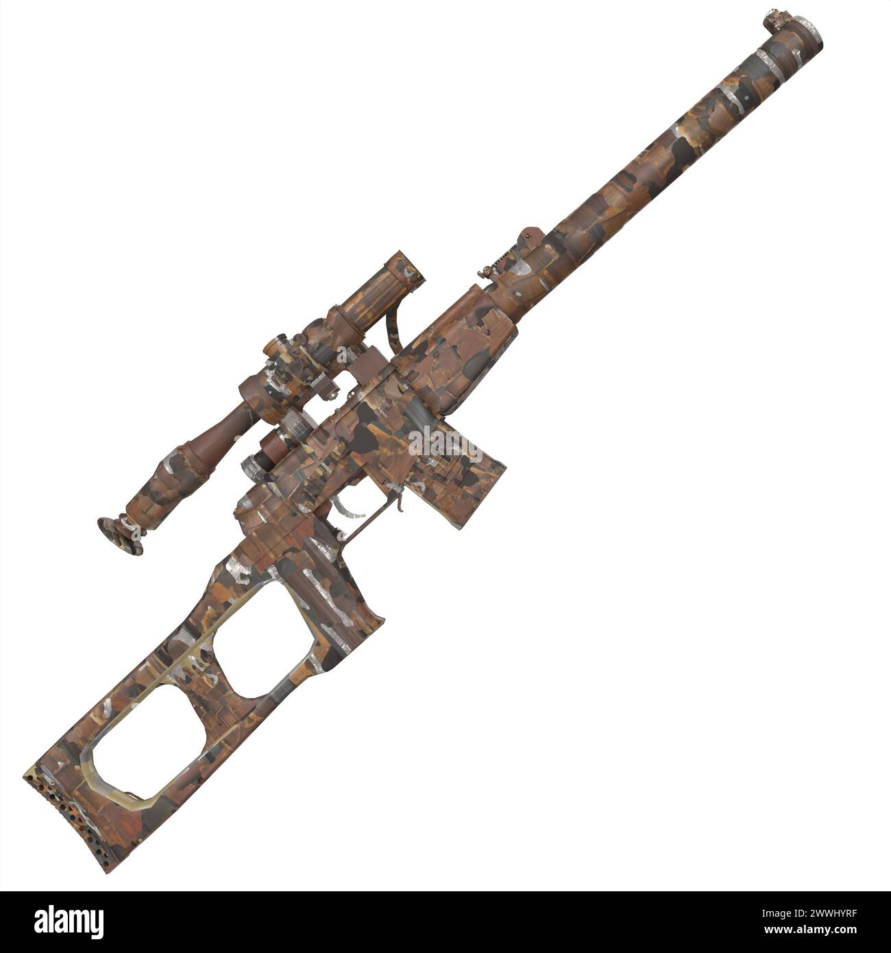 Sniper Rifle isolated on white background Sniper Rifle isolated on white background. High quality 3d illustration Licen Sniper Rifle isolated on white Stock Photo