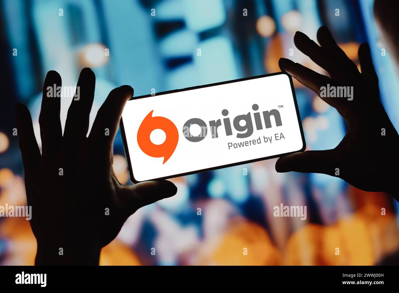 December 4, 2023, Brazil. In this photo illustration, the Origin logo is displayed on a smartphone screen. December 4, 2 December 4, 2023, Brazil. In Stock Photo