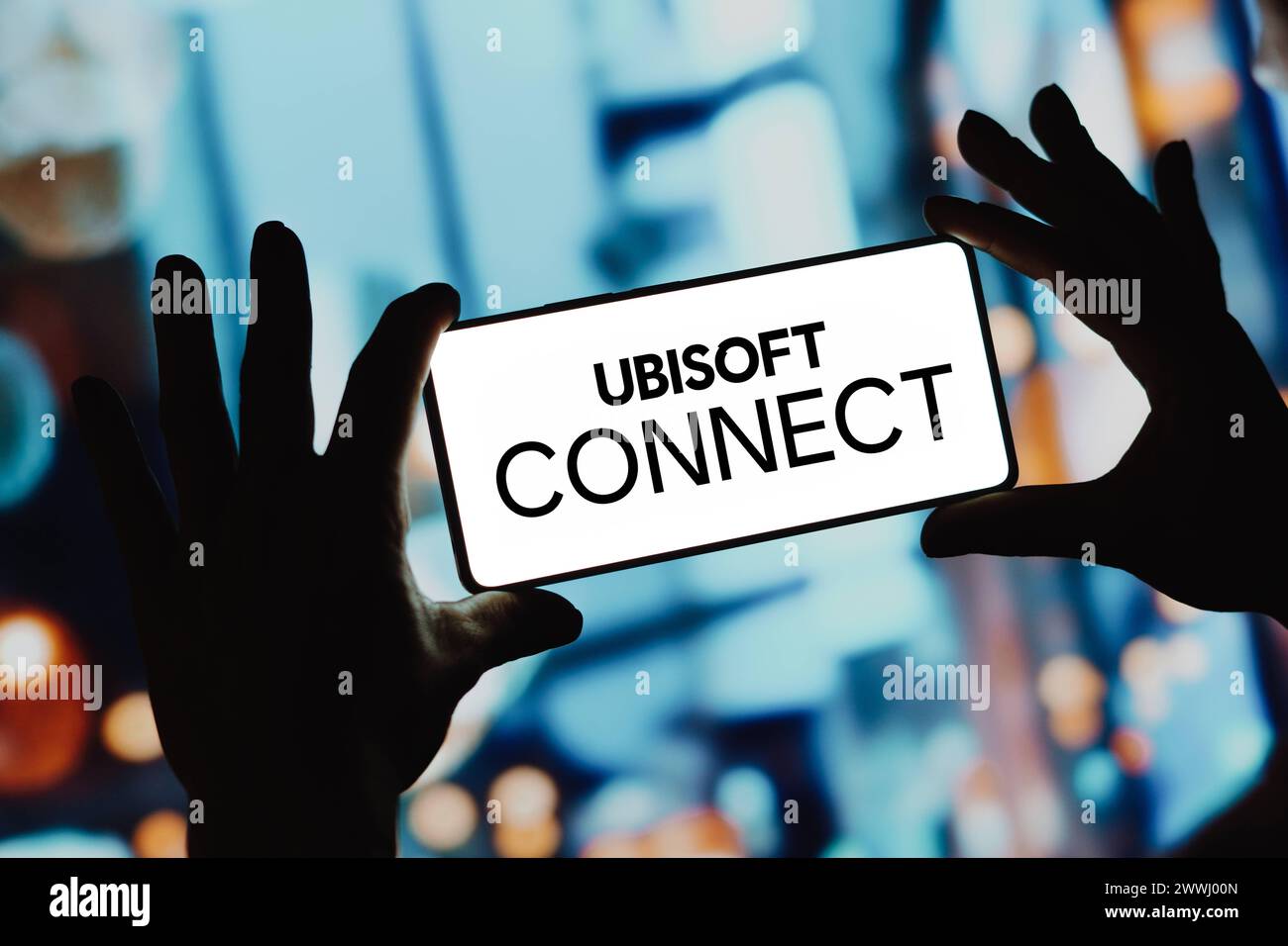December 4, 2023, Brazil. In this photo illustration, the Ubisoft Connect logo is displayed on a smartphone screen. Dece December 4, 2023, Brazil. In Stock Photo