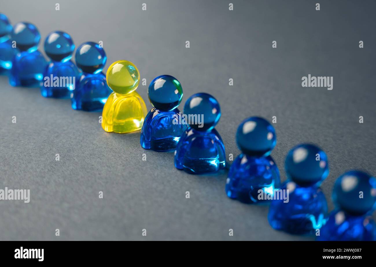 Coming out of the crowd. Find a new worker. Career advancement. Hiring by competition. Assessment of the employees quali Coming out of the crowd. Find Stock Photo