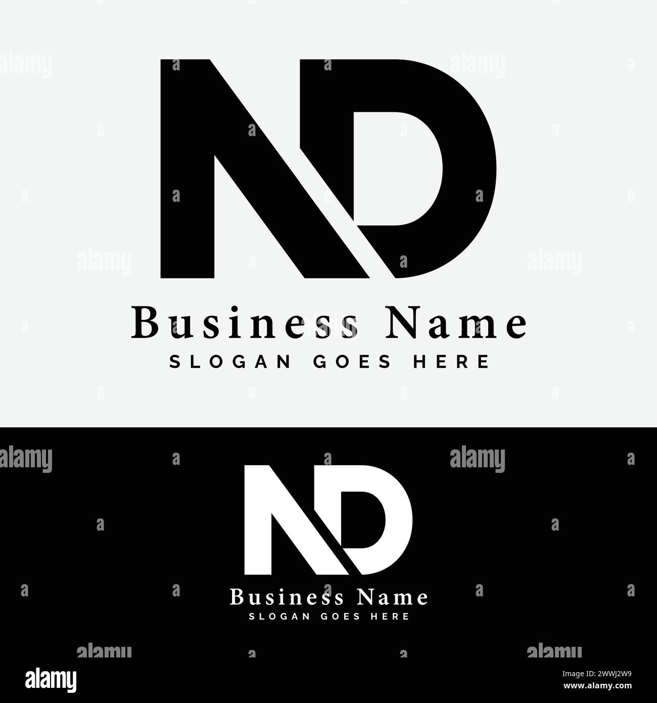 N, D, ND letter Logo Design. Alphabet ND initial logo vector Illustration Stock Vector