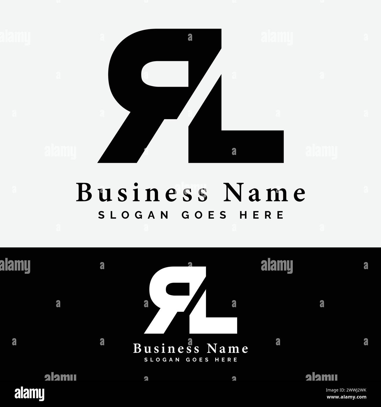 R, L, RL letter Logo Design. Alphabet RL initial logo vector