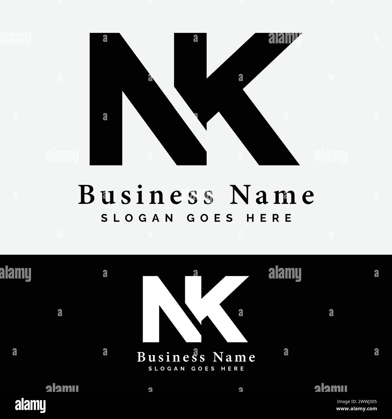 N, K, NK letter Logo Design. Alphabet NK initial logo vector Illustration Stock Vector