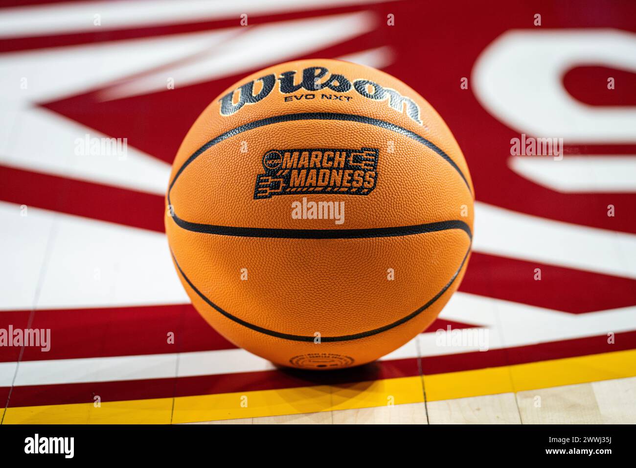Opening round of March Madness of the NCAA women’s basketball championship game between the Michigan Wolverines and the Kansas Jayhawks, Saturday, Mar Stock Photo