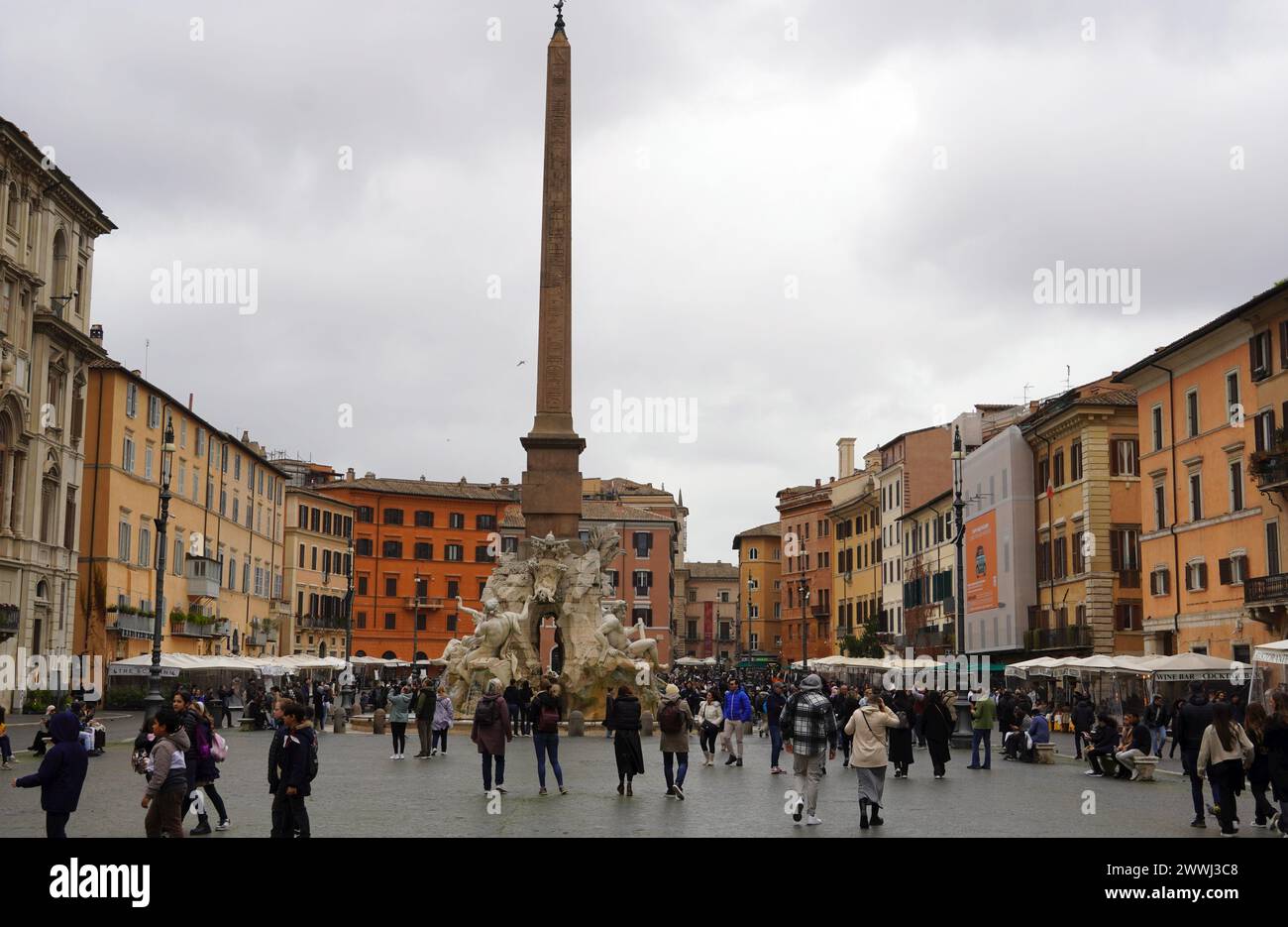 Navone Square February 23rd,2024, Rome, Italy. View of the Piazza Navona (square) on ...
