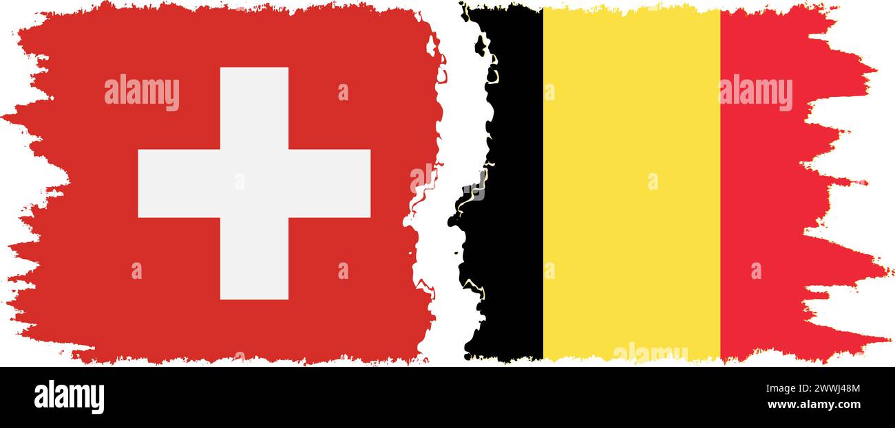 Belgium and Switzerland grunge flags connection, vector Stock Vector