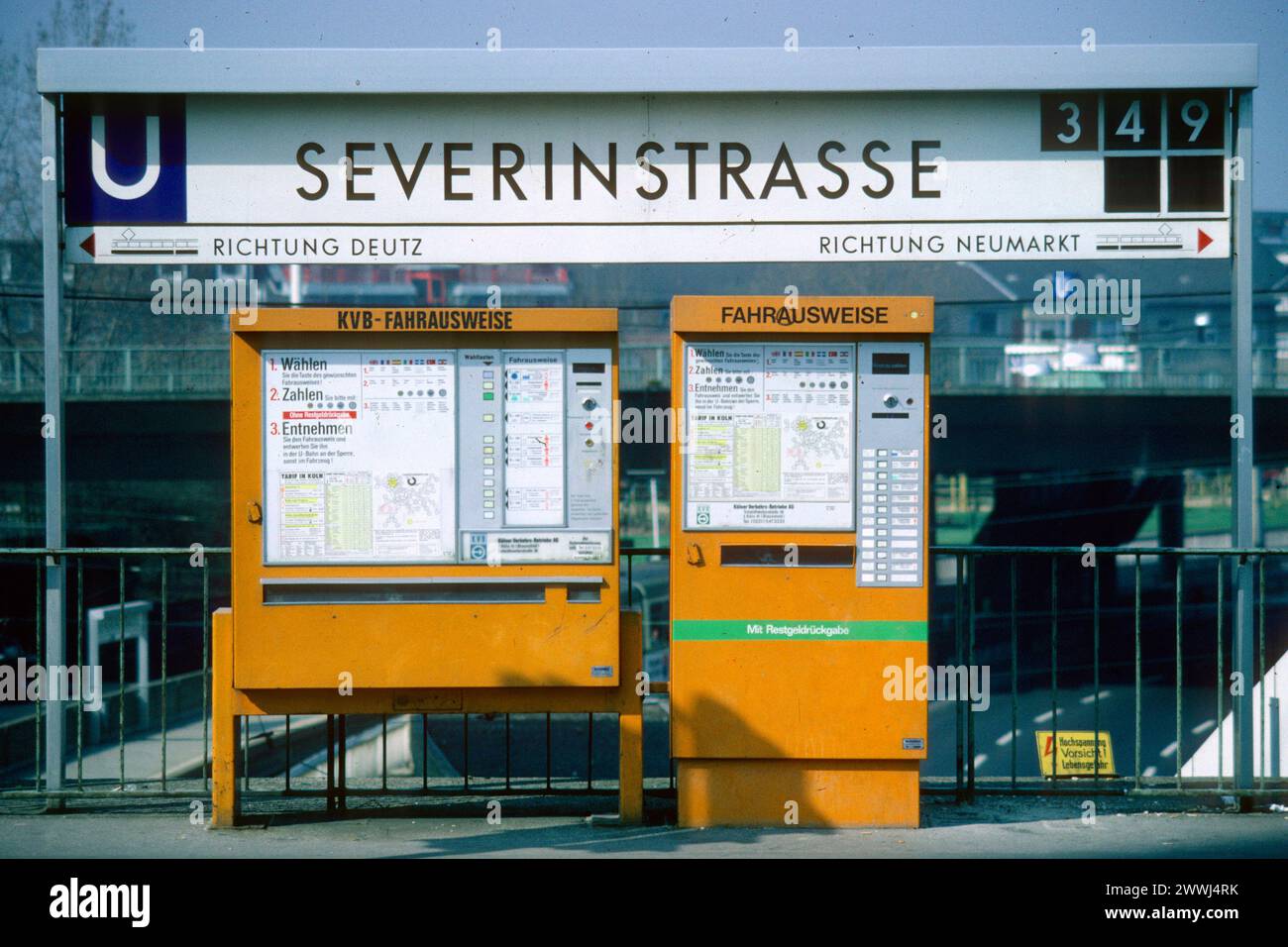 Public transport ticket machines in 1982, Cologne, North Rhine-Westphalia, Germany Stock Photo