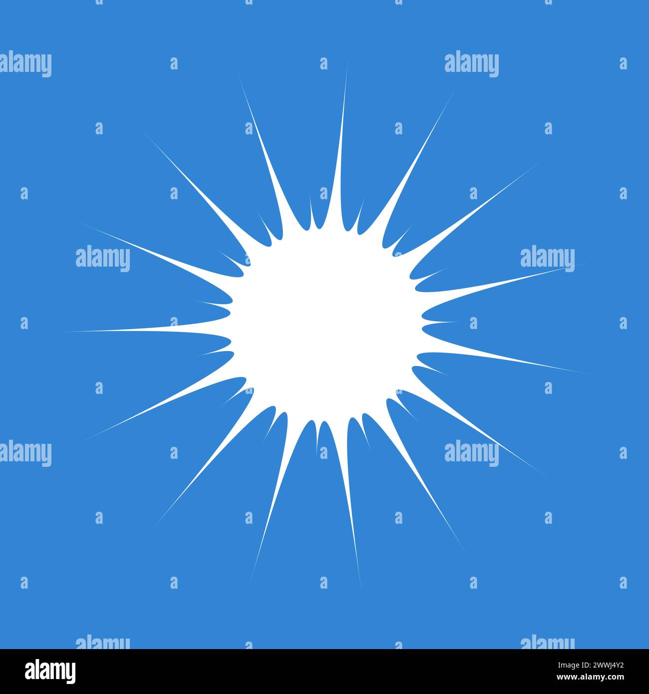 Bright sun on clear sky, flat design vector Stock Vector