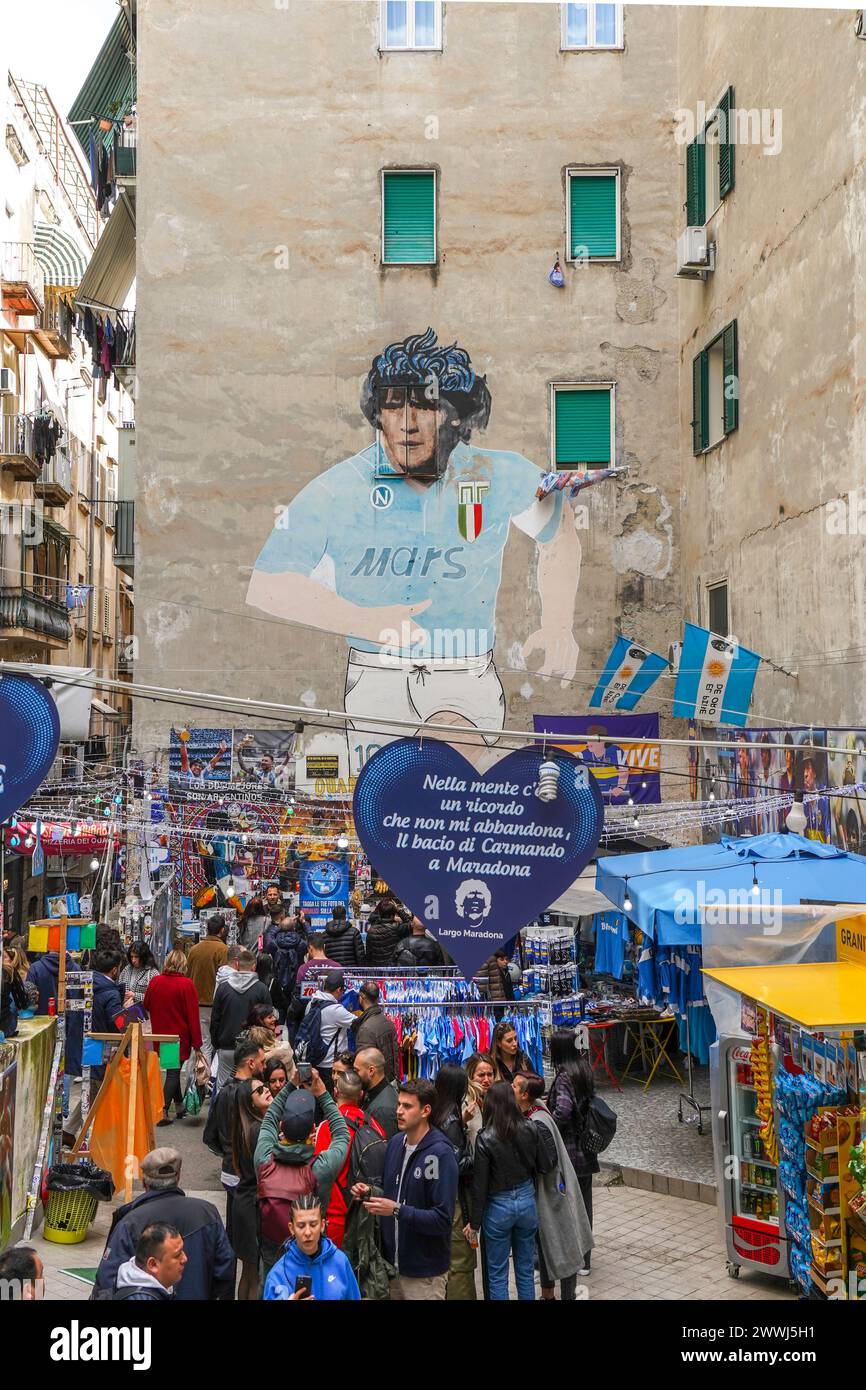 Diego Maradona mural in the Spanish Quarter of Naples, what has
