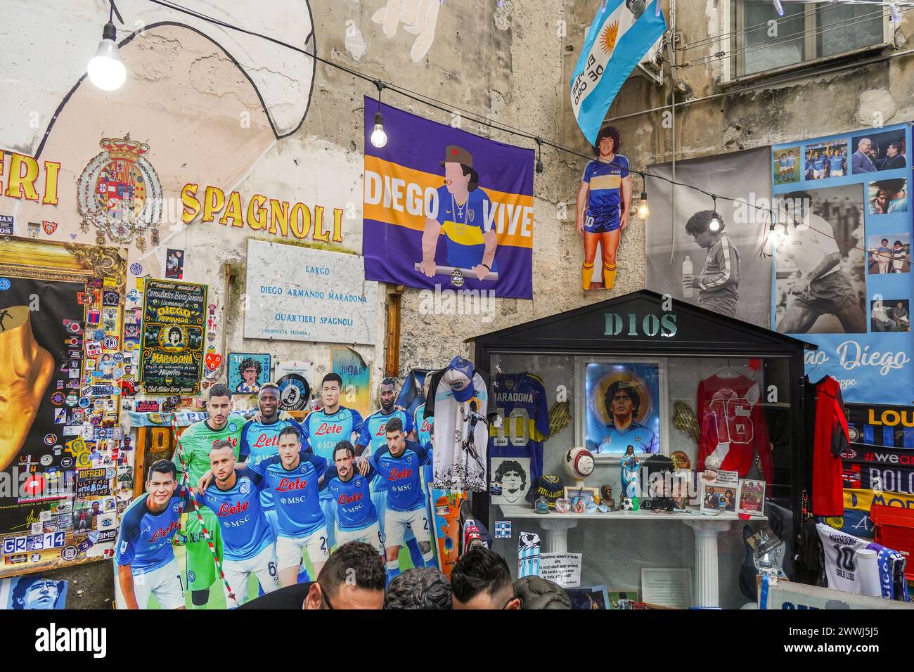 Diego Maradona sanctuary in the Spanish Quarter of Naples, what has