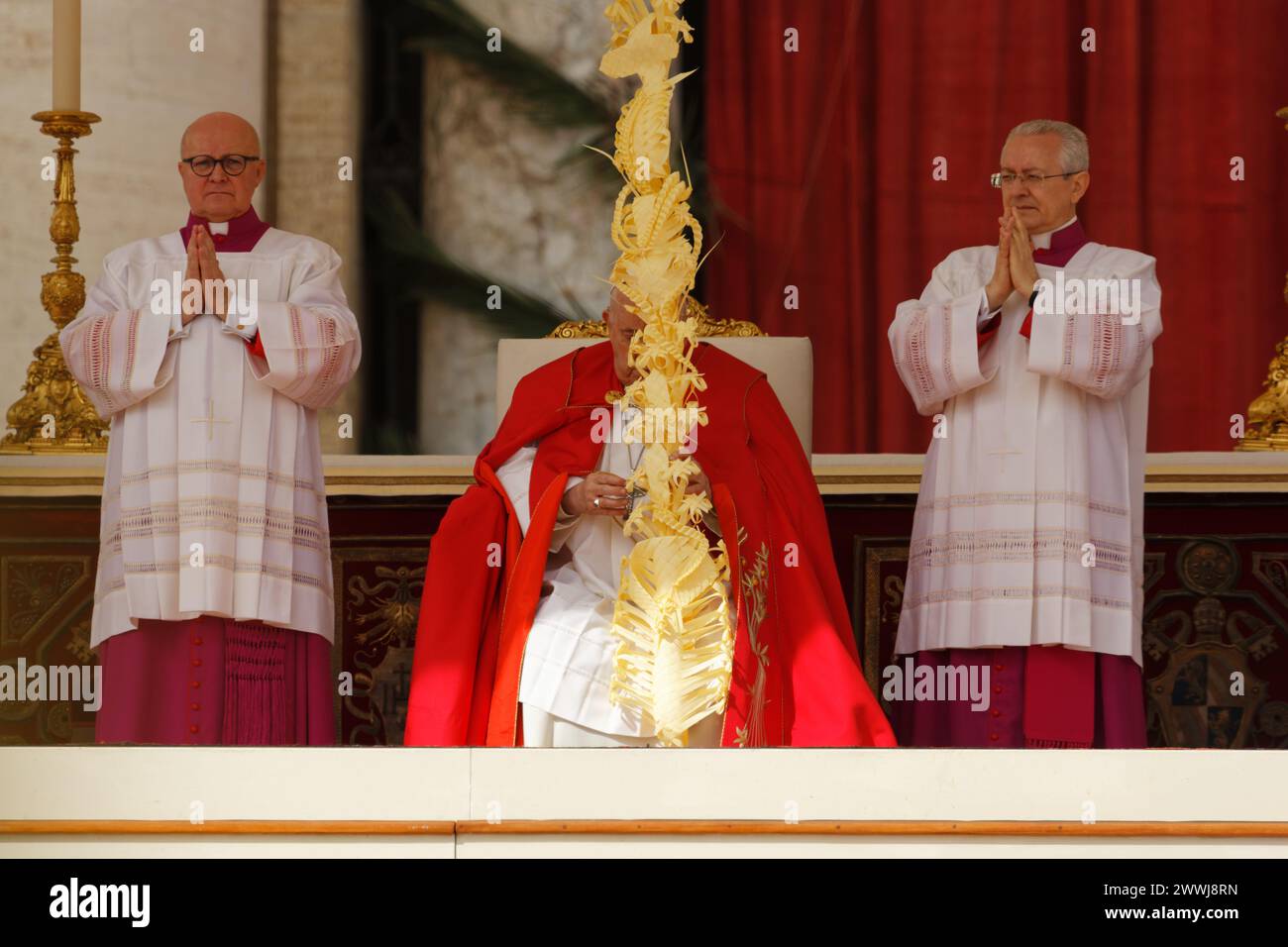 Rome Italy March 24, 2024 Palm Sunday Pope Francis celebrates mass