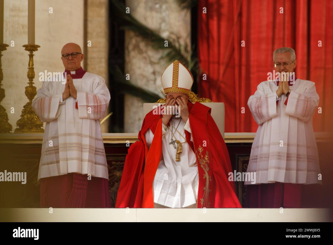 Rome Italy March 24, 2024 Palm Sunday Pope Francis celebrates the mass