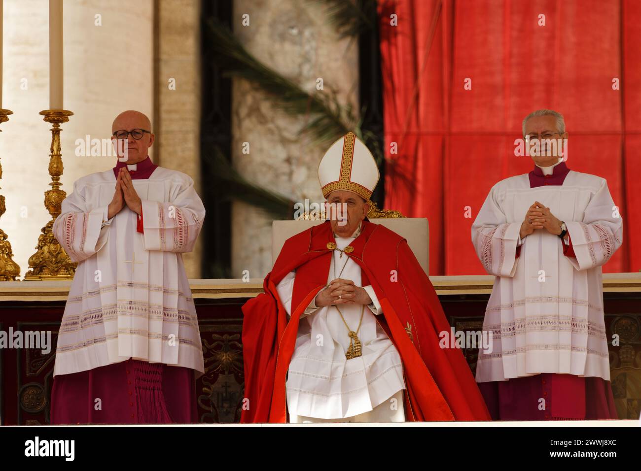 Rome Italy March 24, 2024 Palm Sunday Pope Francis celebrates the mass