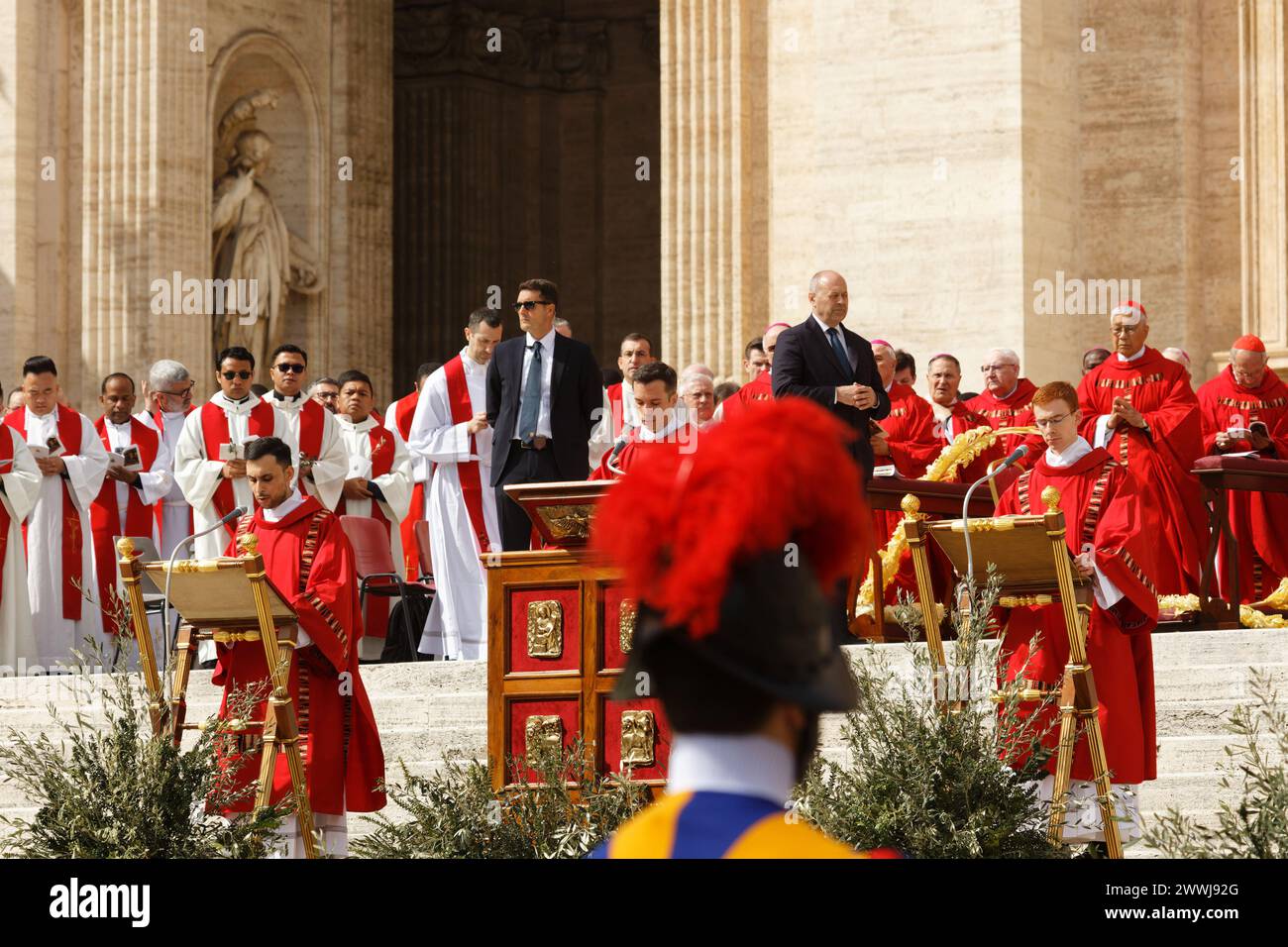 Rome Italy March 24, 2024 Palm Sunday in St. Peter's Square with