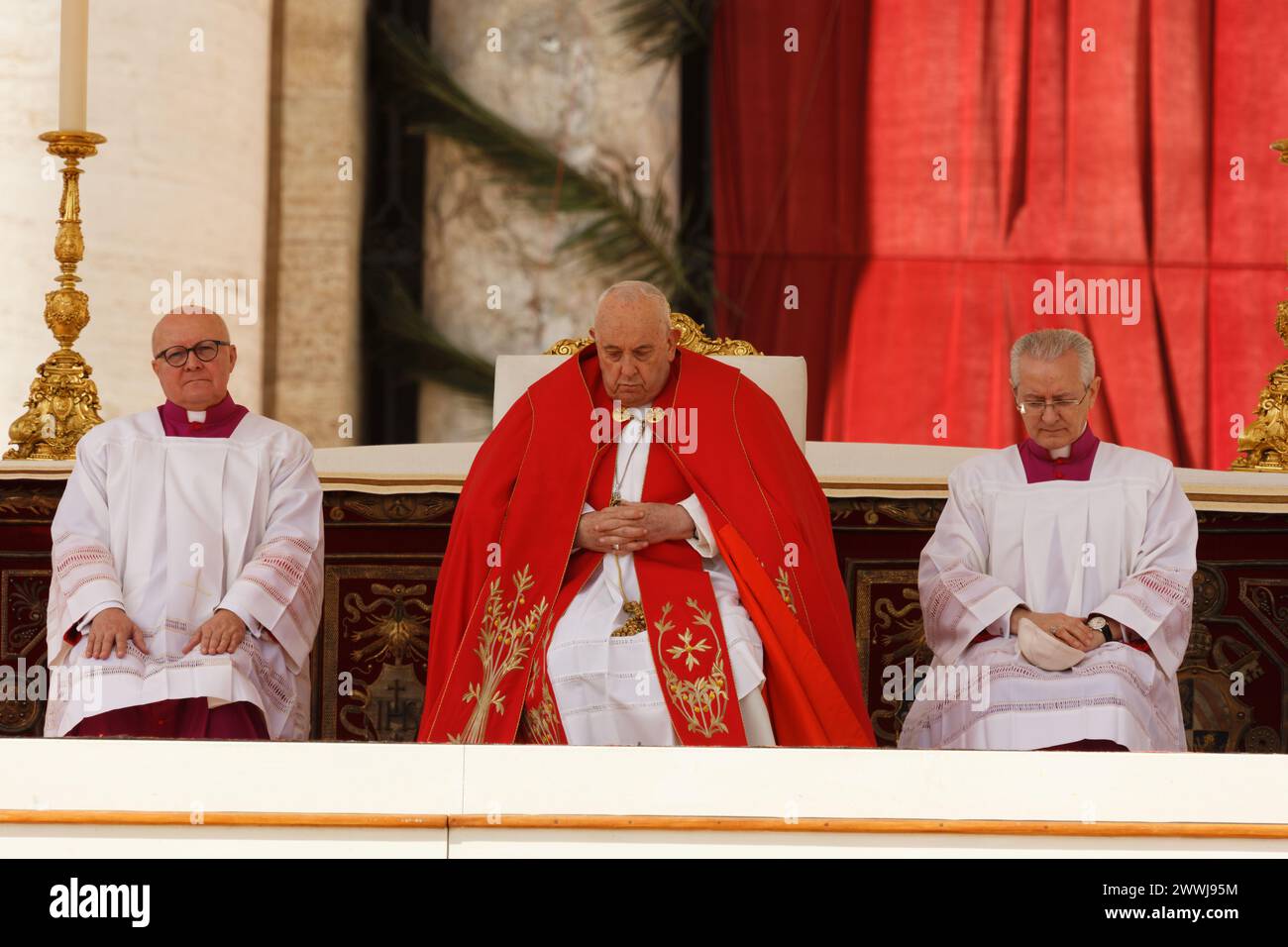 Rome Italy March 24, 2024 Palm Sunday Pope Francis celebrates the mass